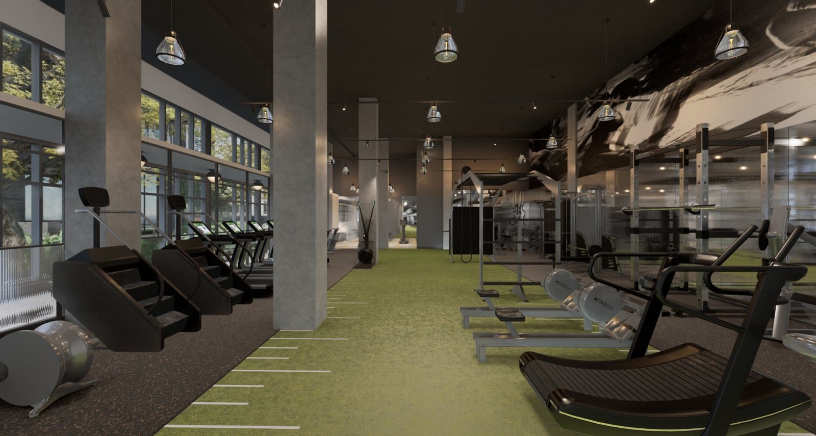 Expansive fitness center